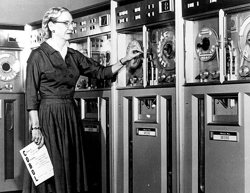 Grace working on UNIVAC