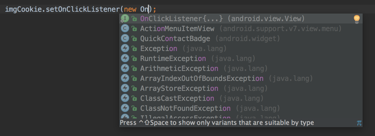 Autocomplete in Android Studio